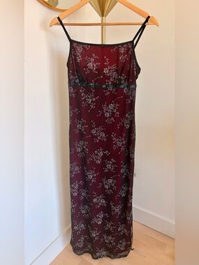 Vintage Y2K Rocket Candy Mesh Overlay Slip Dress with Side Slits